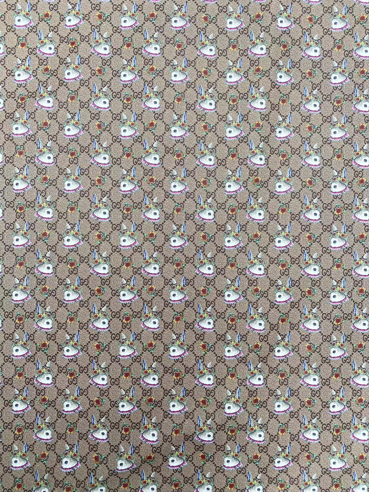 Gucci Easter Bunny Design Leather Fabric Vinyl for DIY Crafting Sewing Custom