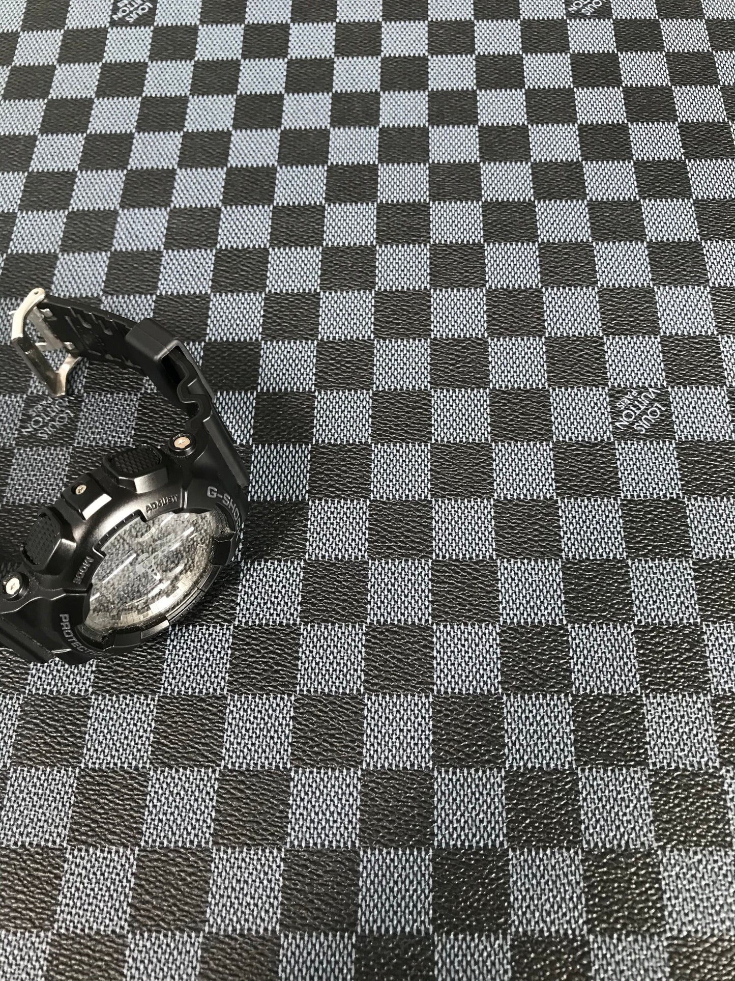 Classic Black Damier Check LV Leather Fabric for Shoe Custom