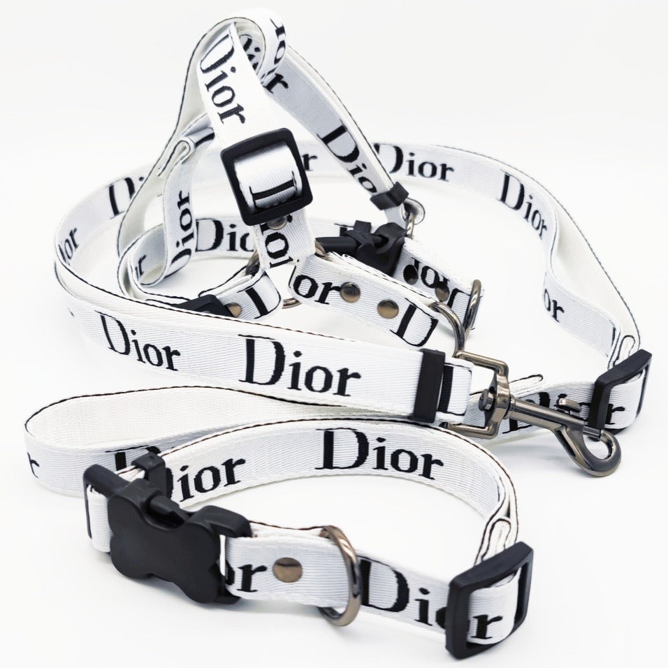 Strong Dior Dog Collar Leash Harness Set