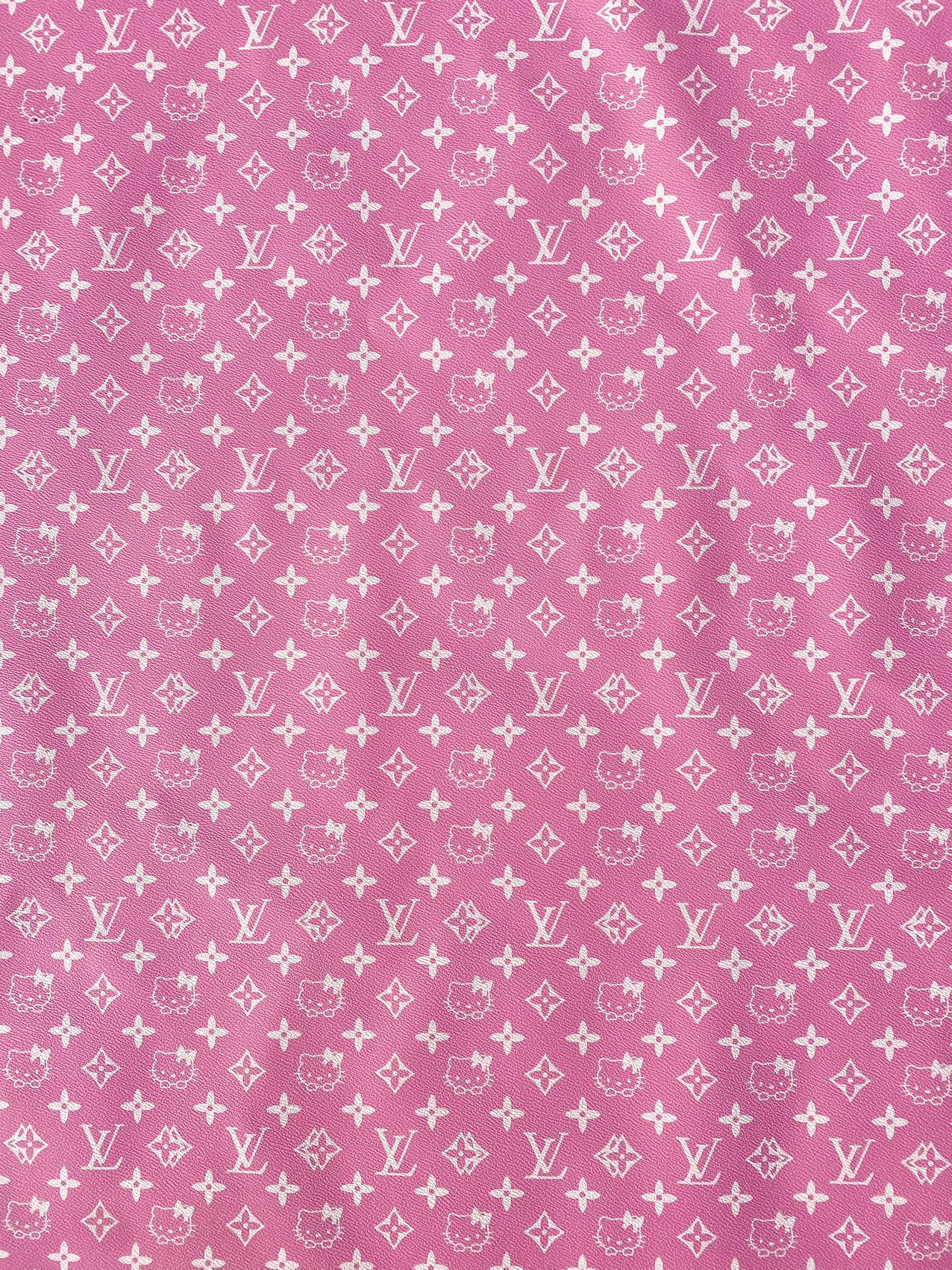 Light Pink Hello Kitty LV Vinyl Faux Leather Fabric for Handmade DIY Crafts Sneakers