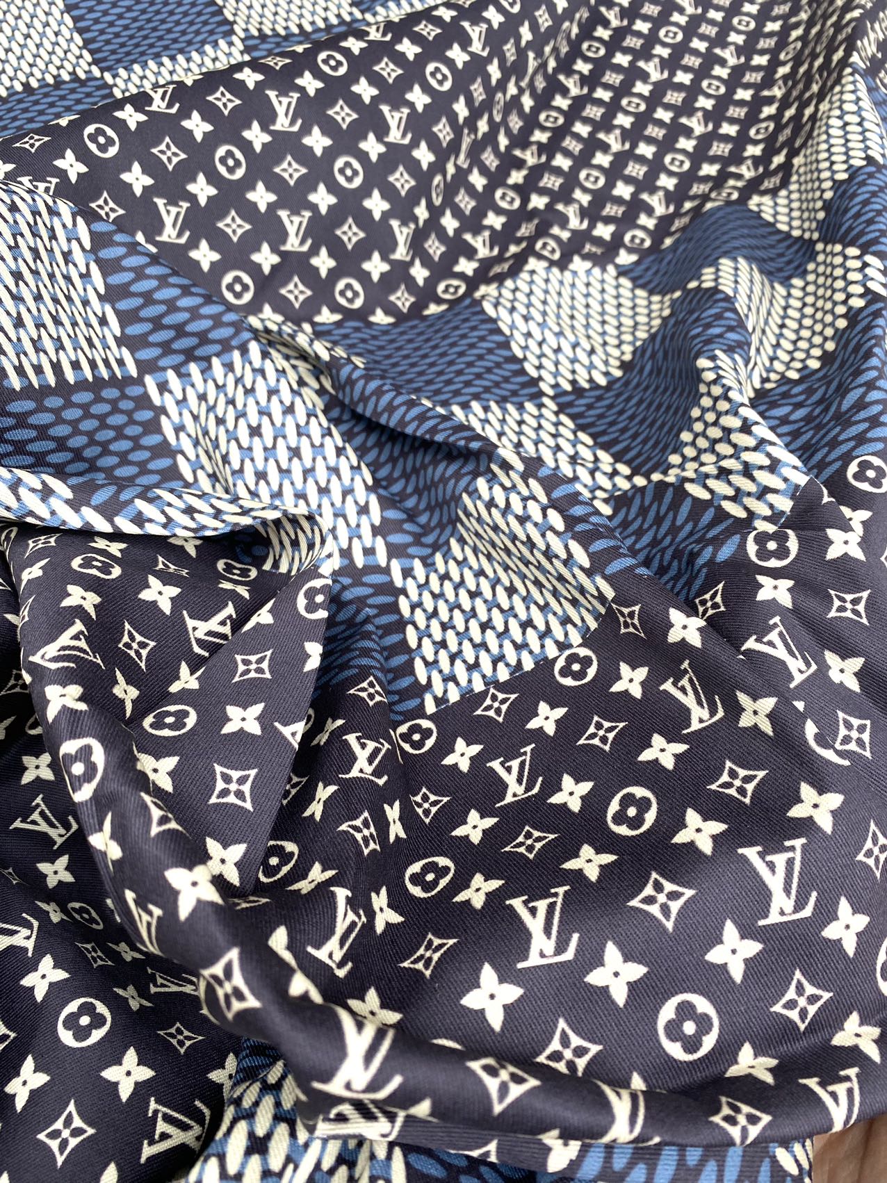 Damier Navy Custom Summer Cotton Fabric for Handmade Crafts Custom Clothing Sneakers