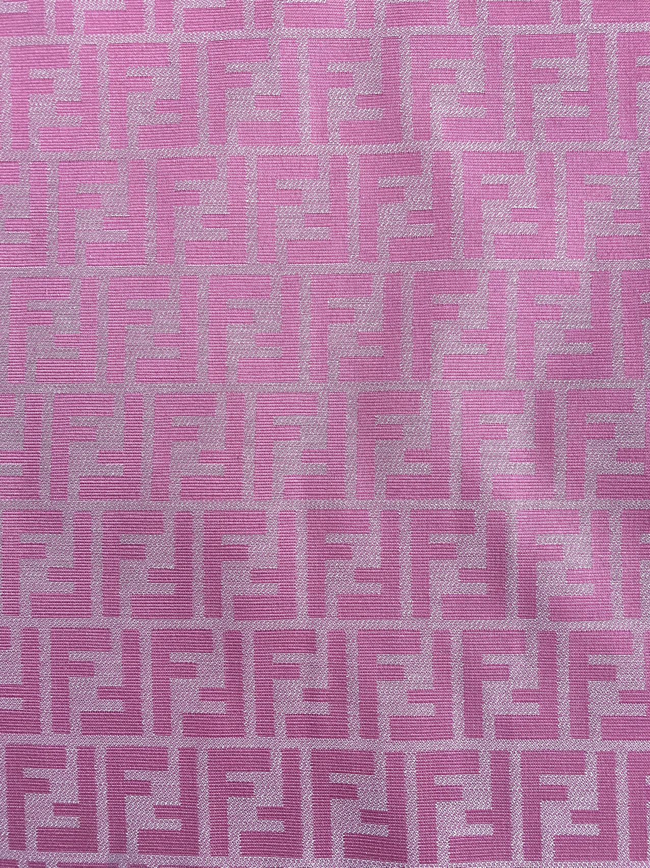 Girl Pink FF Fendi Jacquard Fabric for Sewing Custommade Handmade Car Upholstery