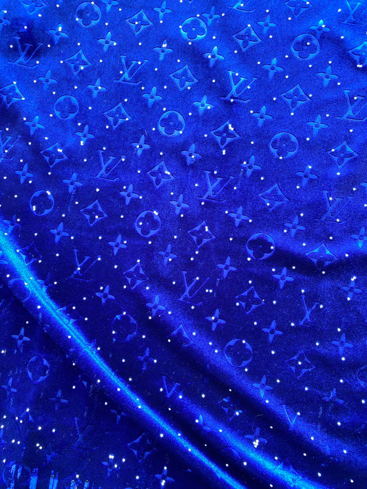 Dark Blue Navy Diamond Louis Vuitton LV Velvet Fabric for Custom Shoe Sneakerhead