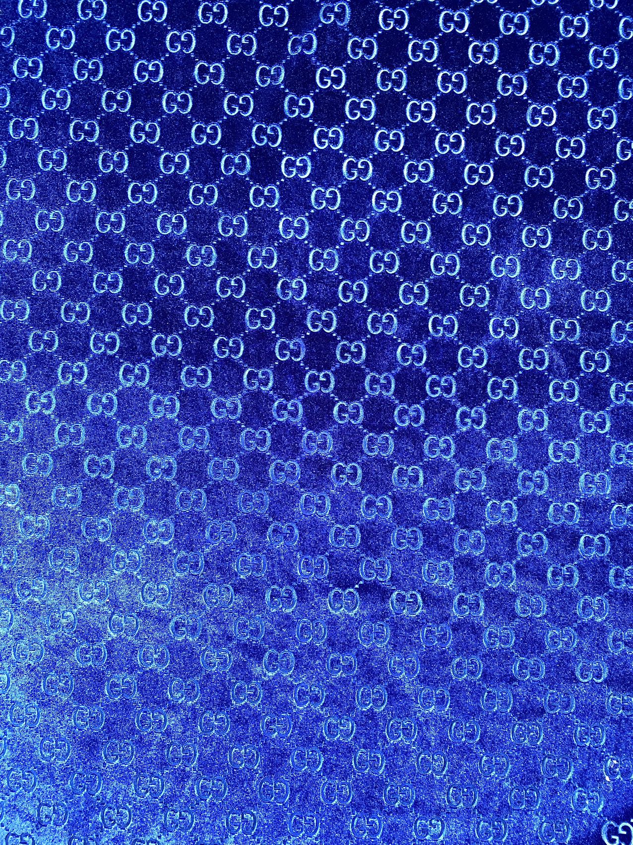 Luxury Designer Royal Blue Gucci Velvet Fabric for Sneaker Custom Clothing Sewing Project