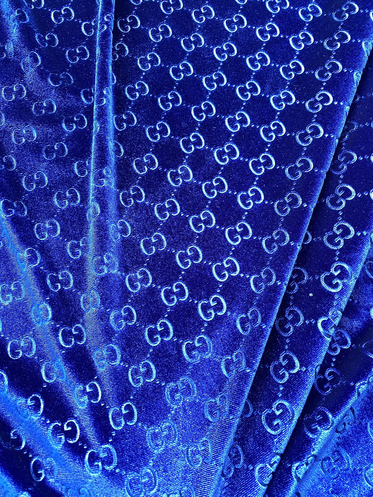 Luxury Designer Royal Blue Gucci Velvet Fabric for Sneaker Custom Clothing Sewing Project