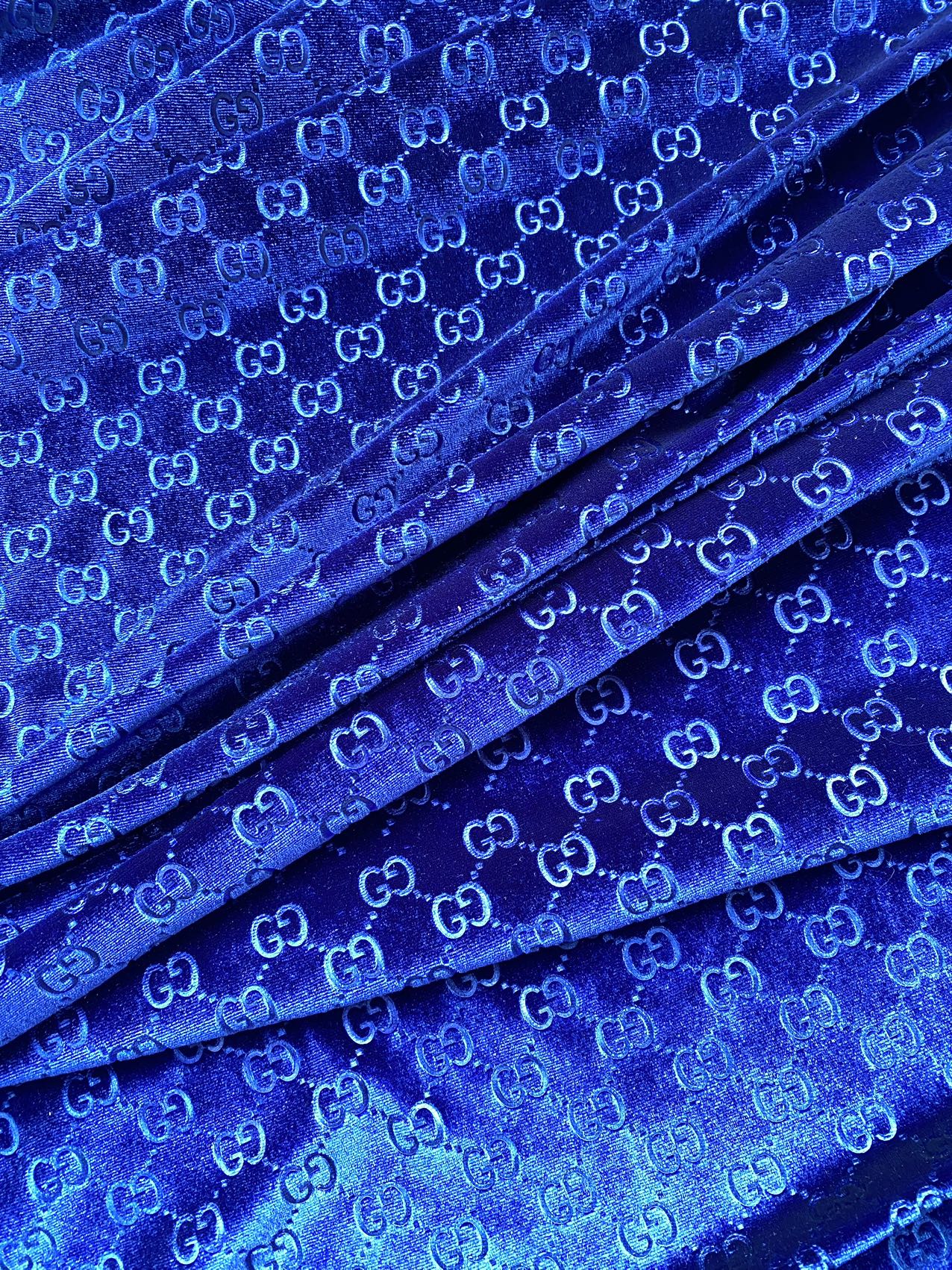 Luxury Designer Royal Blue Gucci Velvet Fabric for Sneaker Custom Clothing Sewing Project