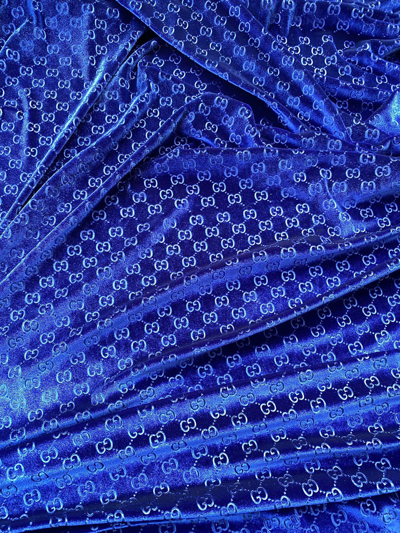 Luxury Designer Royal Blue Gucci Velvet Fabric for Sneaker Custom Clothing Sewing Project