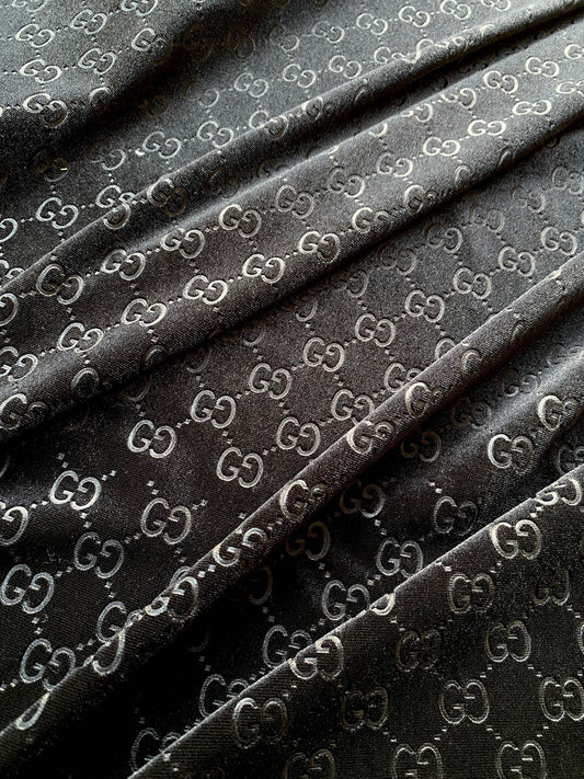 Luxury Black Gucci Velvet Fabric for Sneaker Vintage Clothing Tailor Made Sewing Project