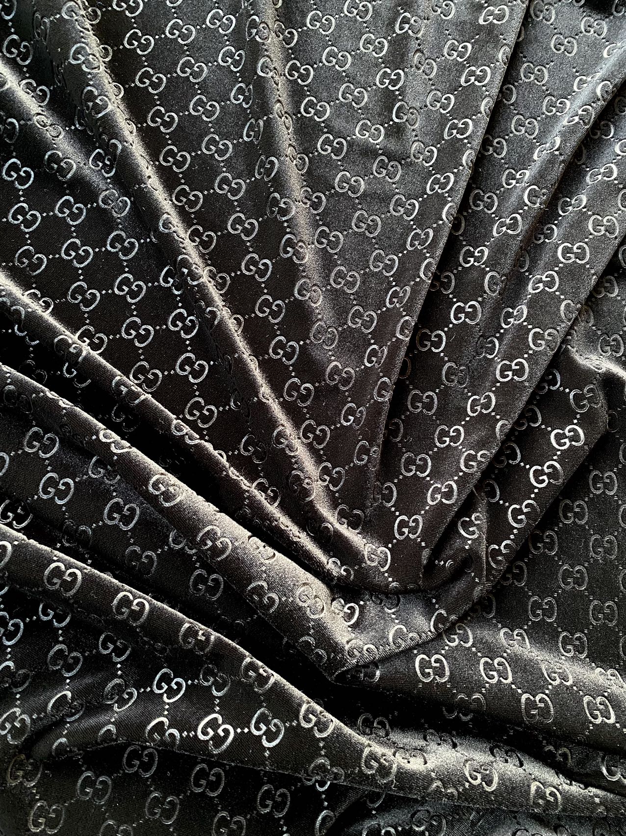 Luxury Black Gucci Velvet Fabric for Sneaker Vintage Clothing Tailor Made Sewing Project