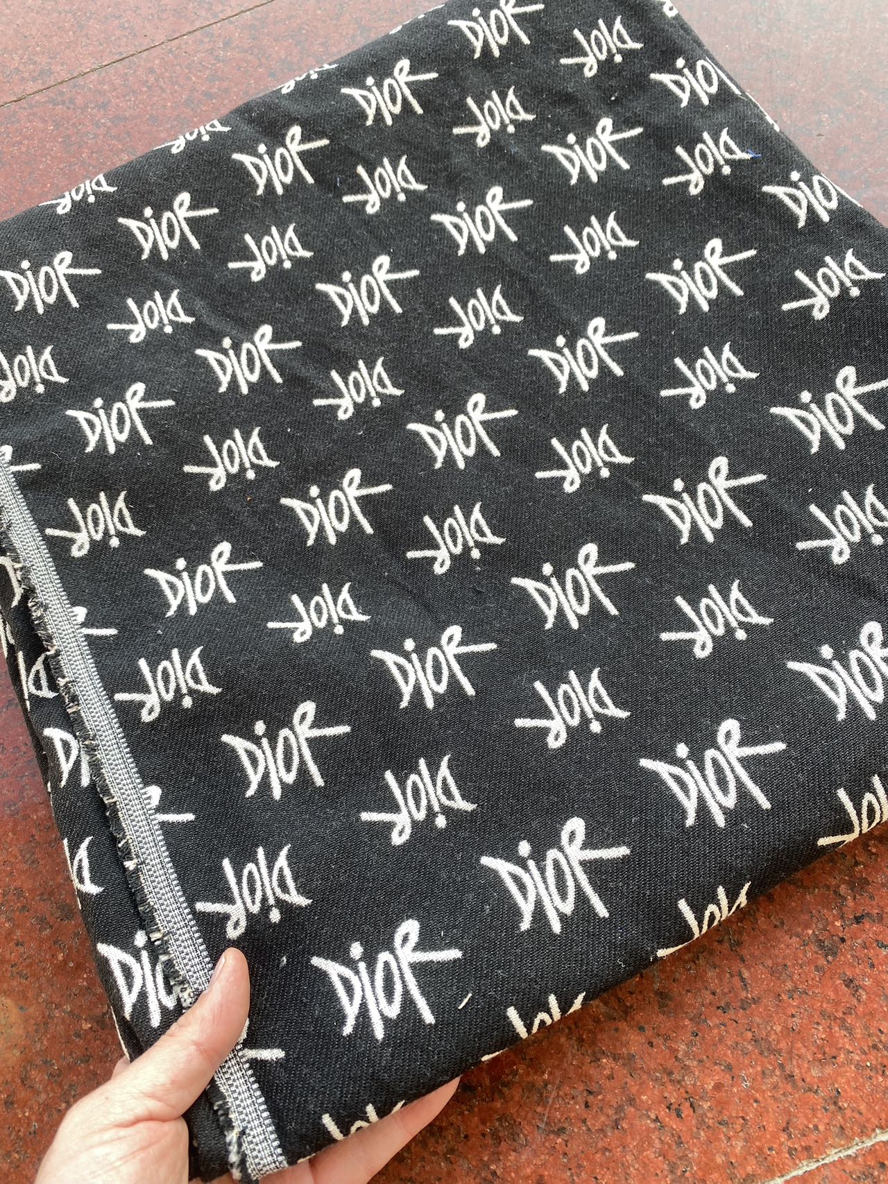 Black Dior Cotton Sewing Designer Fabric for Custom Handmade Bespoke Made Upholstery