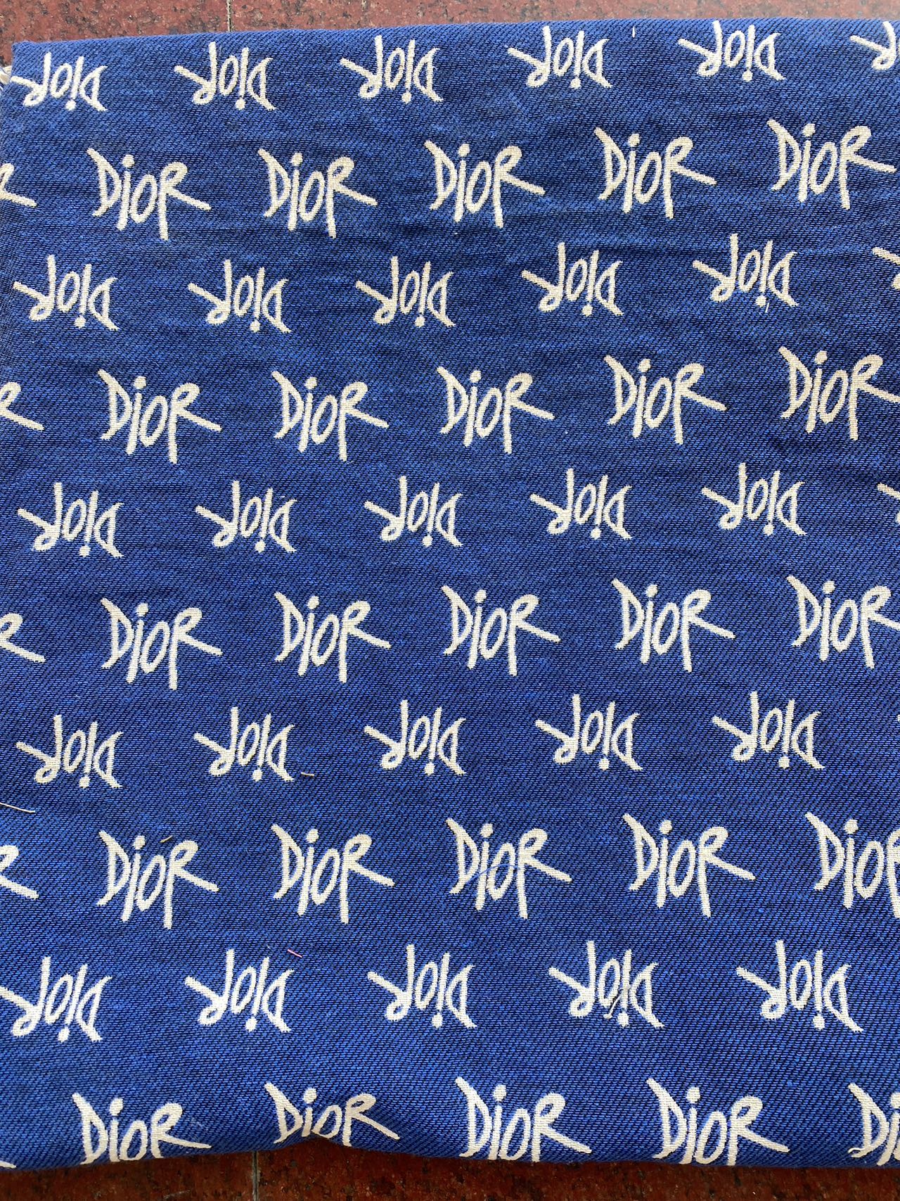 Blue Dior Cotton Sewing Designer Fabric for Custom Handmade Bespoke Made Upholstery