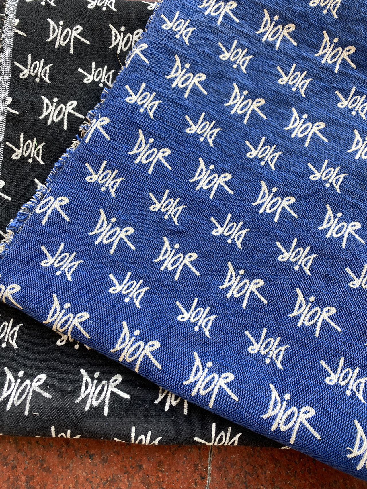 Blue Dior Cotton Sewing Designer Fabric for Custom Handmade Bespoke Made Upholstery