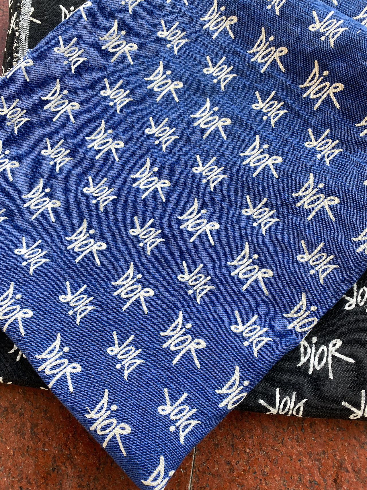 Blue Dior Cotton Sewing Designer Fabric for Custom Handmade Bespoke Made Upholstery