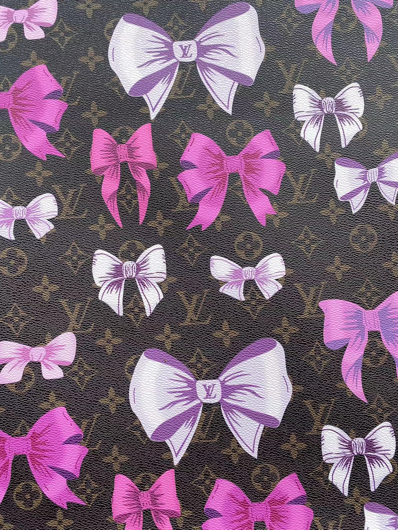 New LV Louis Vuitton Bow Leather Vinyl Fabric for Handmade Bag Custom