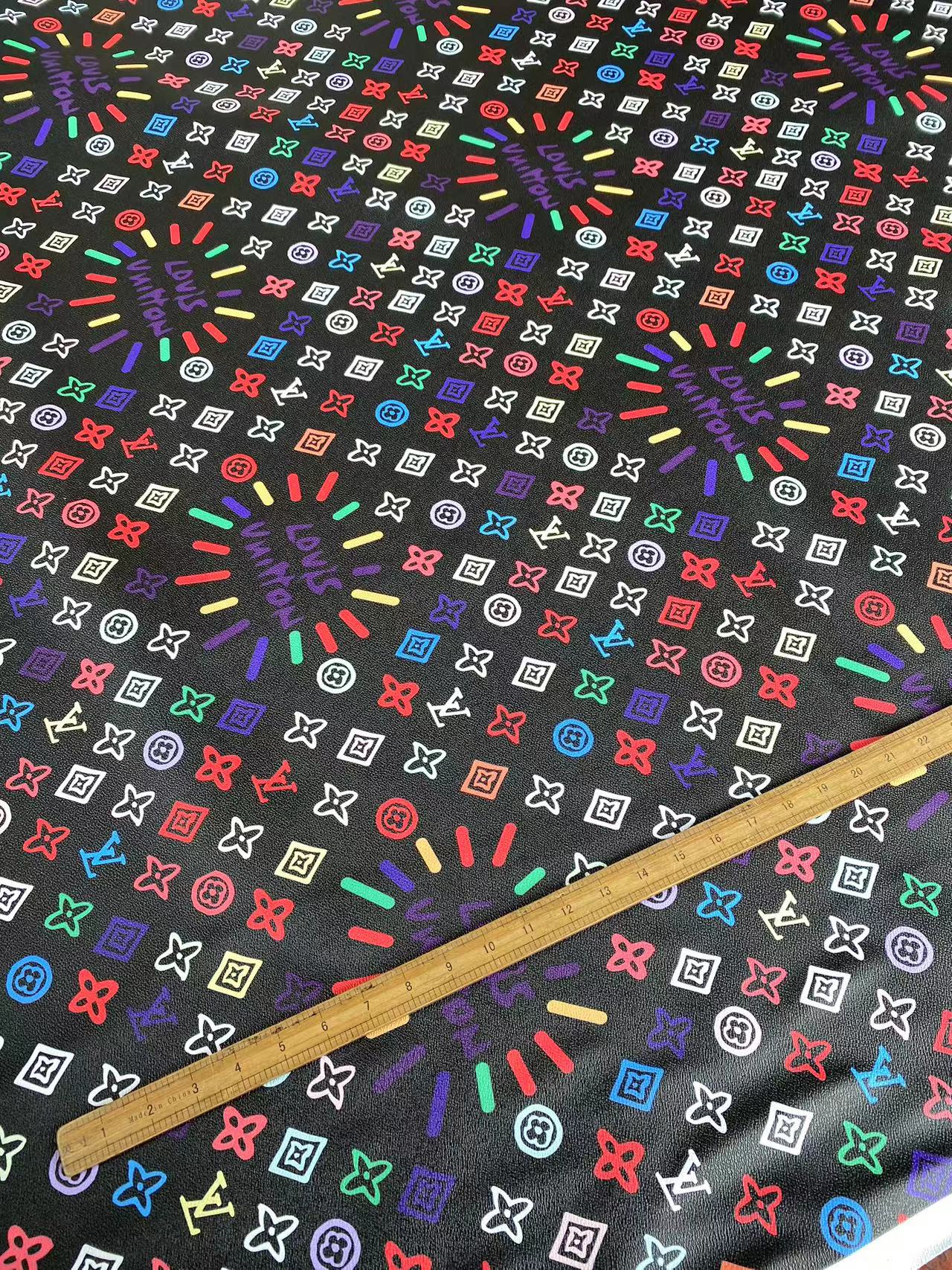 Custom LV Louis Vuitton Designer Faux Leather Fabric for Handmade Sewing Upholstery