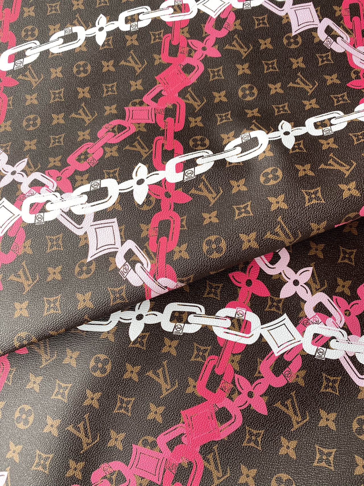 Louis Vuitton Faux Leather Chain Designer Vinyl for Handmade Custom Clothing Sewing Upholstery