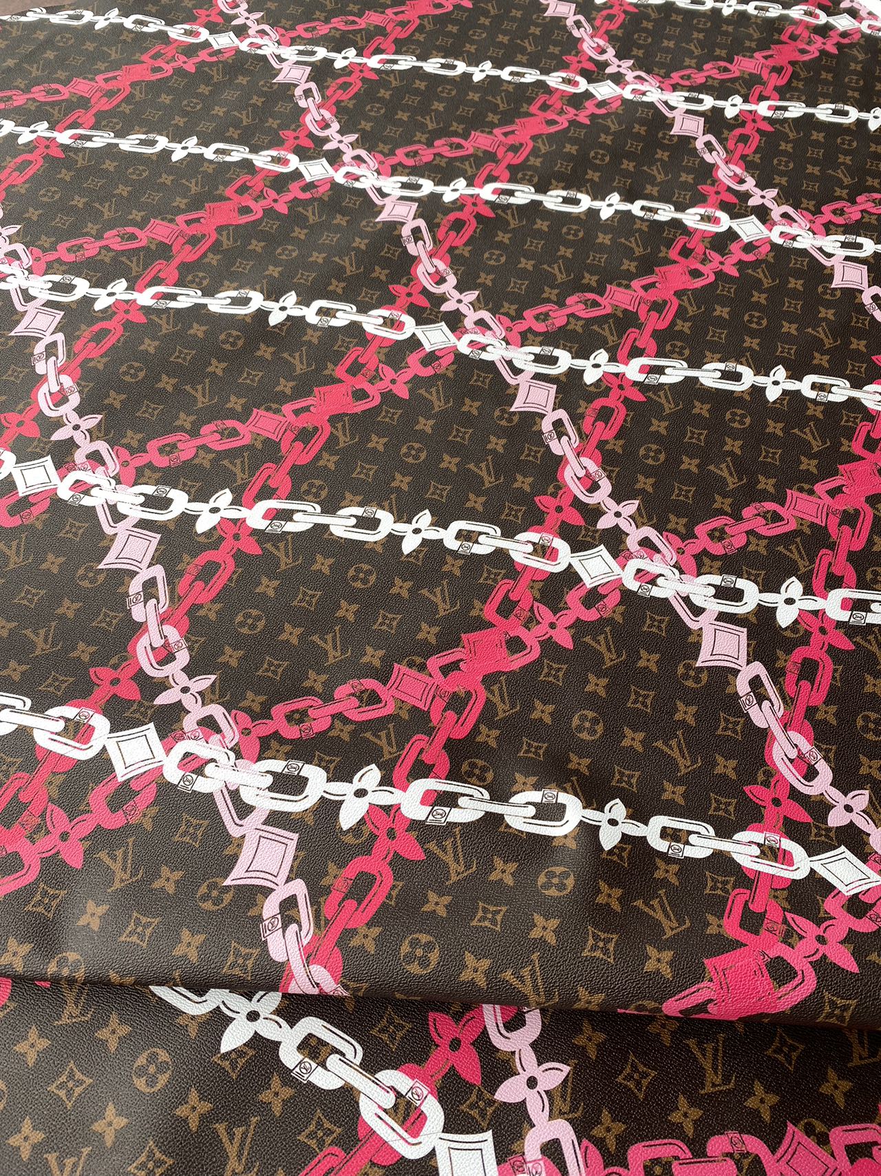 Louis Vuitton Faux Leather Chain Designer Vinyl for Handmade Custom Clothing Sewing Upholstery