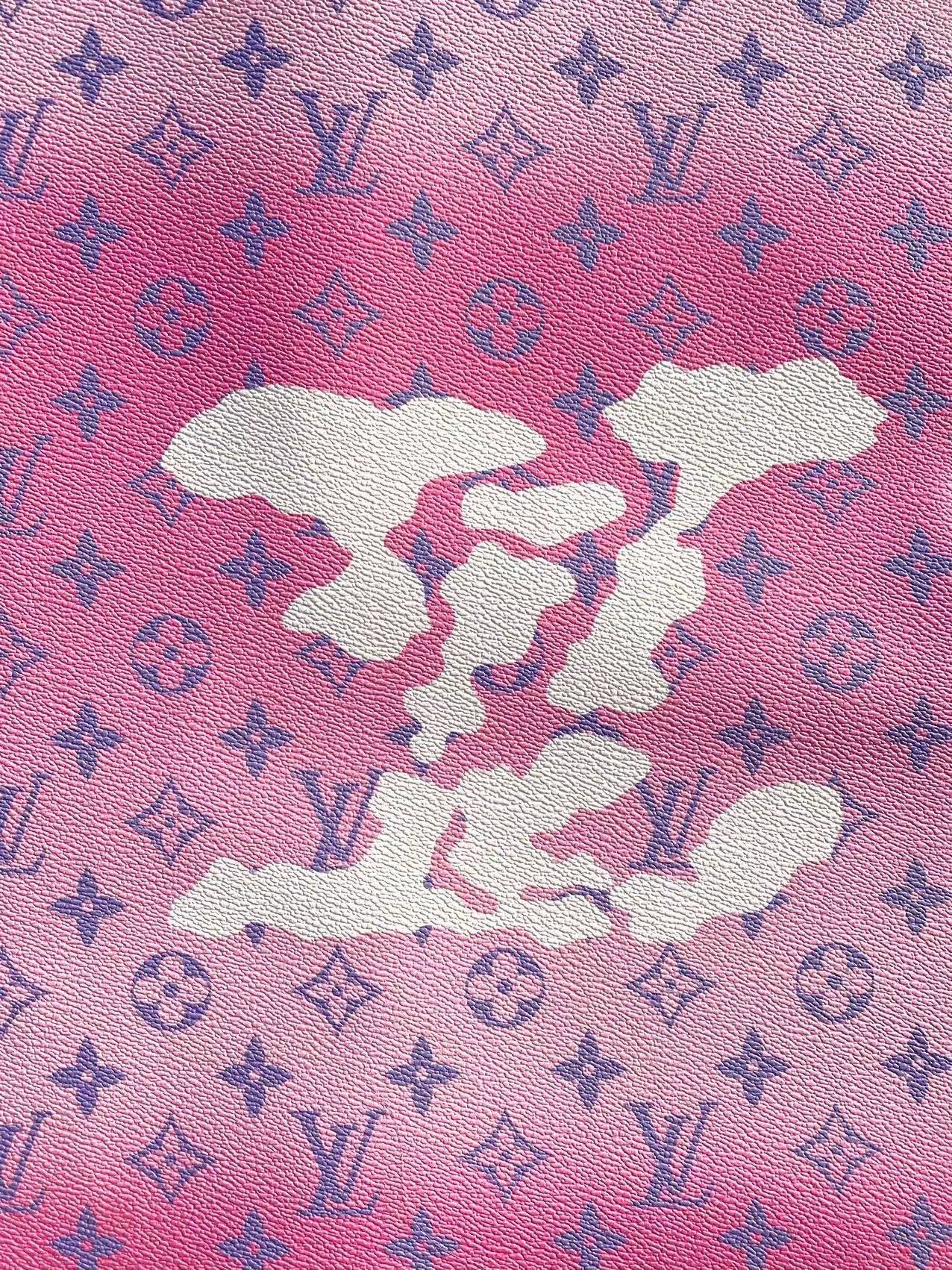 Pink LV Louis Vuitton Cloud Designer Faux Leather Fabric for Handmade DIY Sewing Project Upholstery