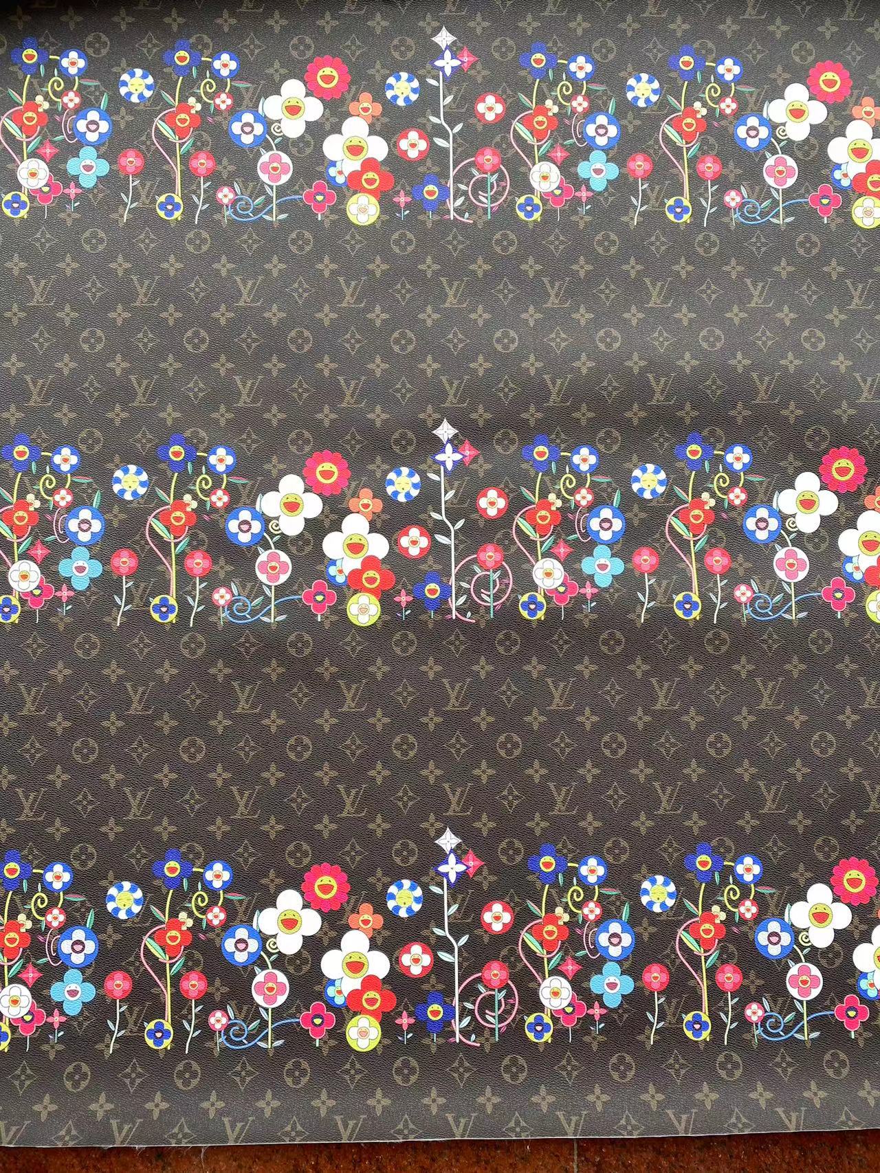 New Designer Faux Leather Louis Vuitton Takashi MURAKAMI Bag Fabric for DIY Sewing Project