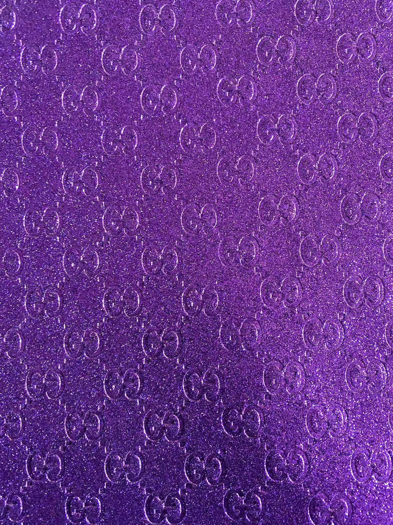 Bling Purple Shiny Diamond Gucci Faux Leather Sheet for DIY Handmade Custom Projects