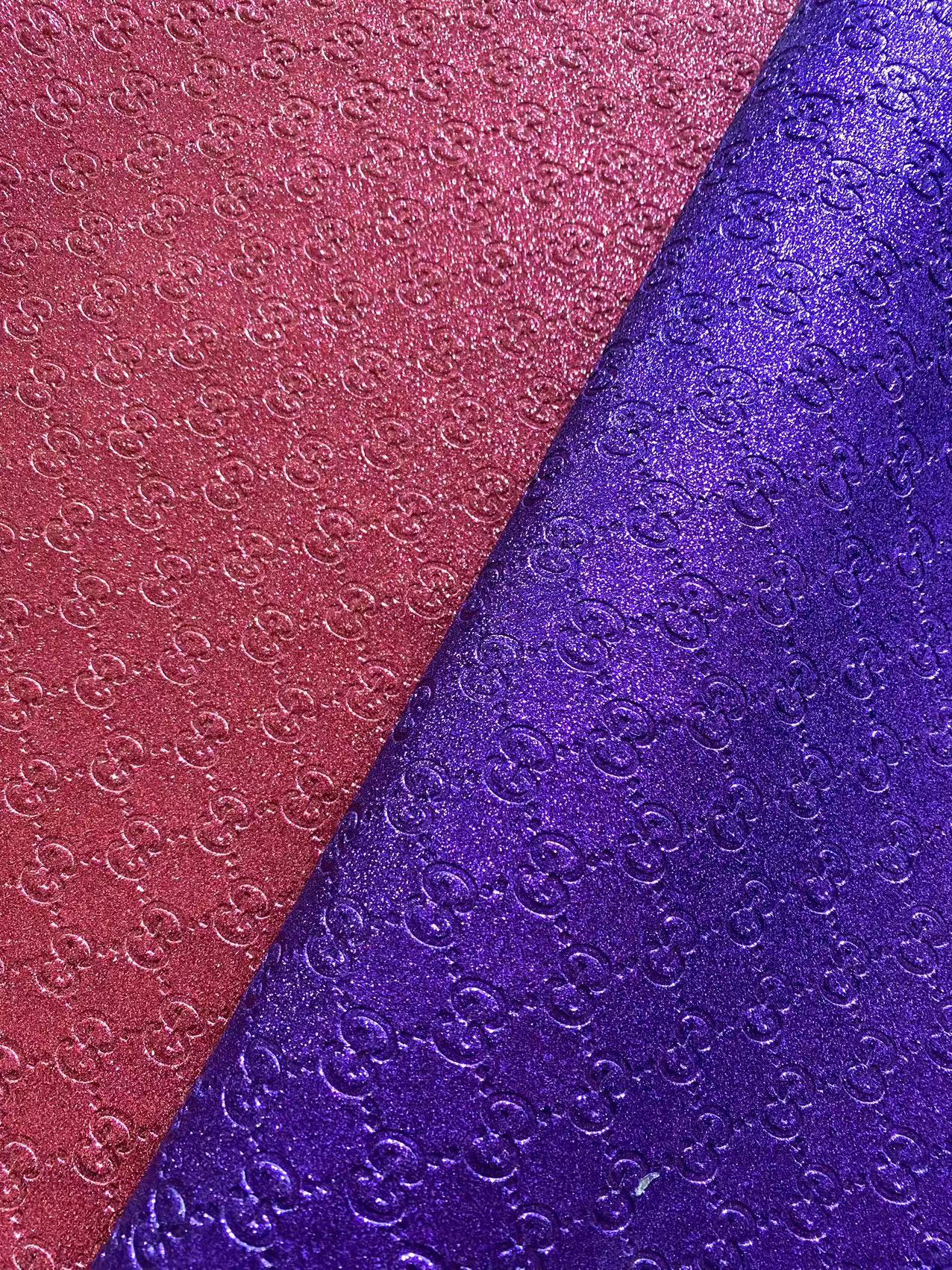Bling Purple Shiny Diamond Gucci Faux Leather Sheet for DIY Handmade Custom Projects