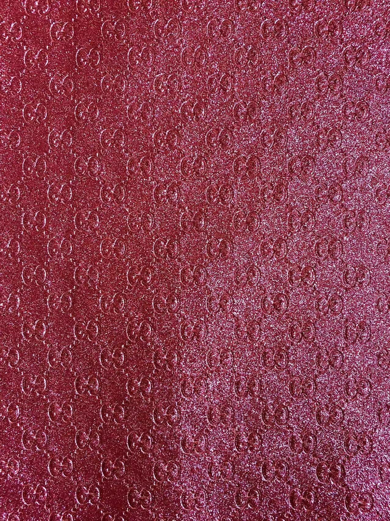 Bling Pink Shiny Diamond Gucci Faux Leather Sheet for DIY Handmade Custom Projects
