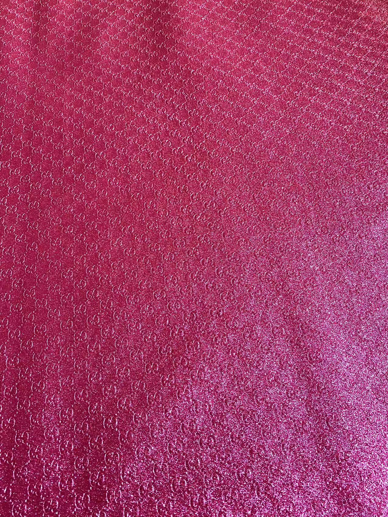 Bling Pink Shiny Diamond Gucci Faux Leather Sheet for DIY Handmade Custom Projects