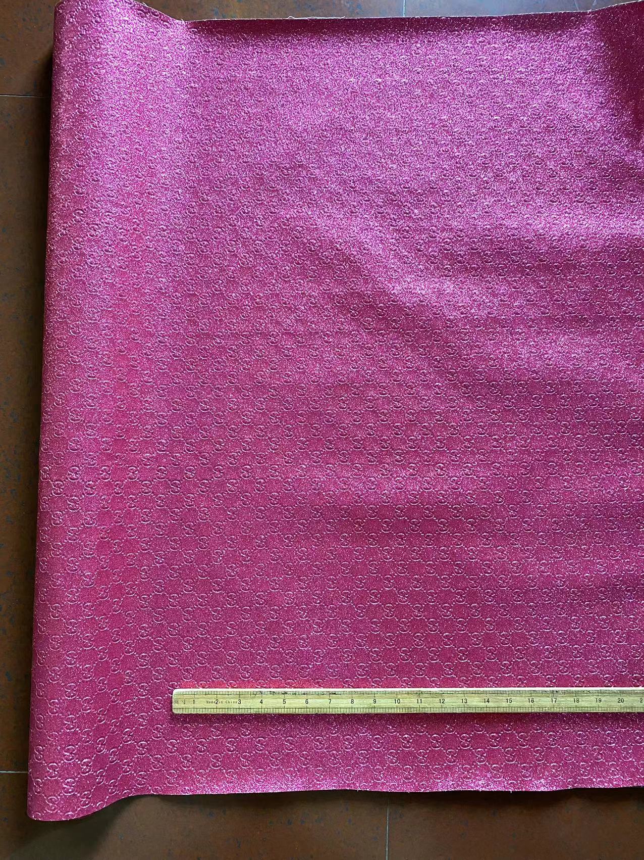 Bling Pink Shiny Diamond Gucci Faux Leather Sheet for DIY Handmade Custom Projects