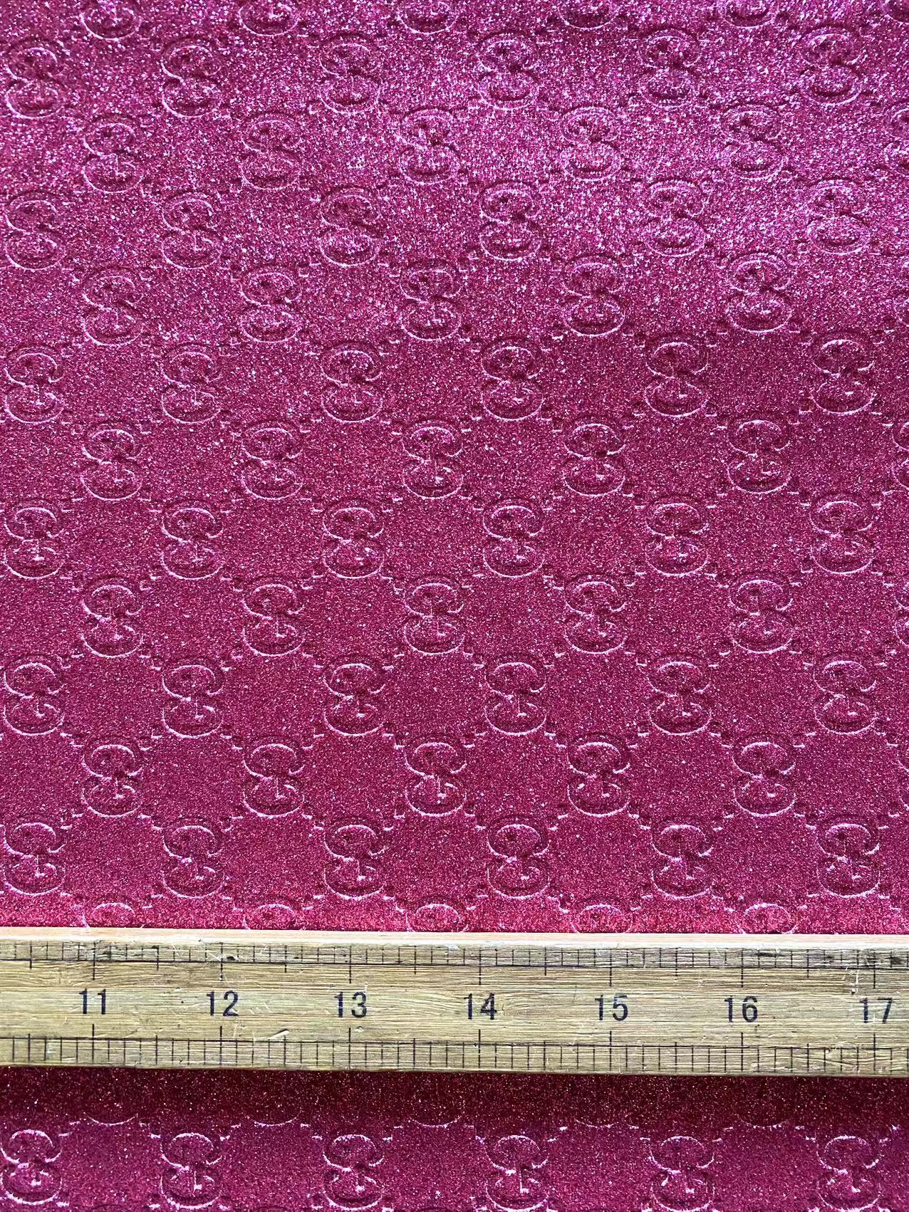 Bling Pink Shiny Diamond Gucci Faux Leather Sheet for DIY Handmade Custom Projects