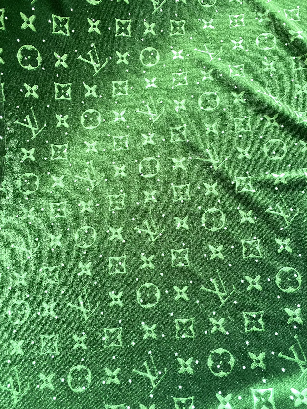 Green Diamond Fabric Louis Vuitton LV Velvet Fabric for Sneaker