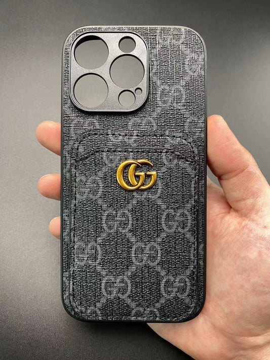Black Gucci Accessory Leather Phone Case