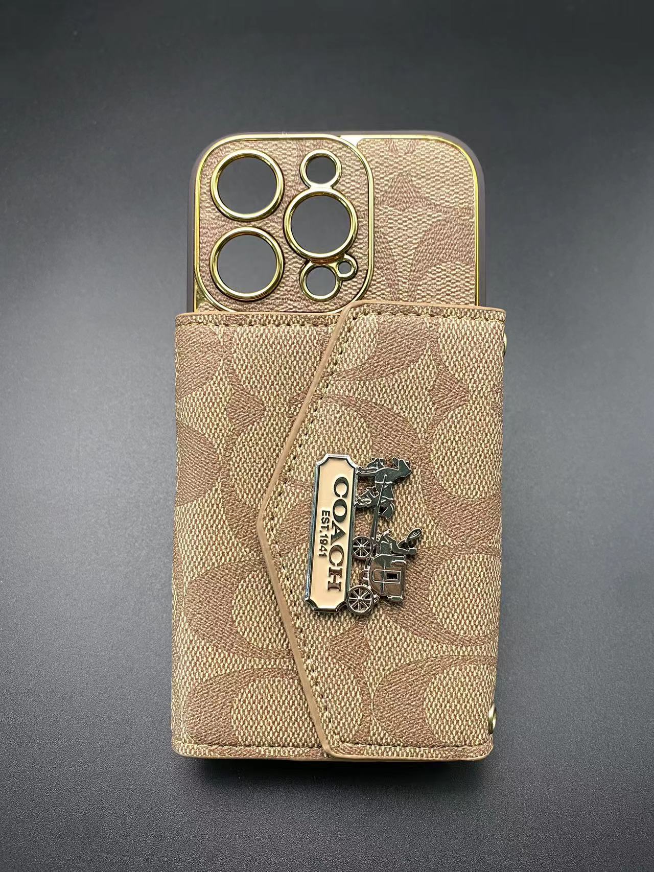 Cream Coach Lady Wallet Leather Phone Case