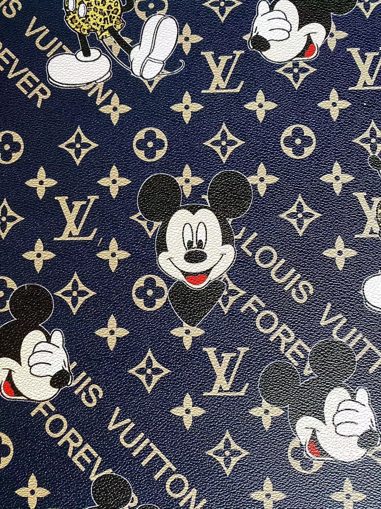 Mickey Mouse Cartoon Louis Vuitton Faux Leather for Custom Bags Sneaker