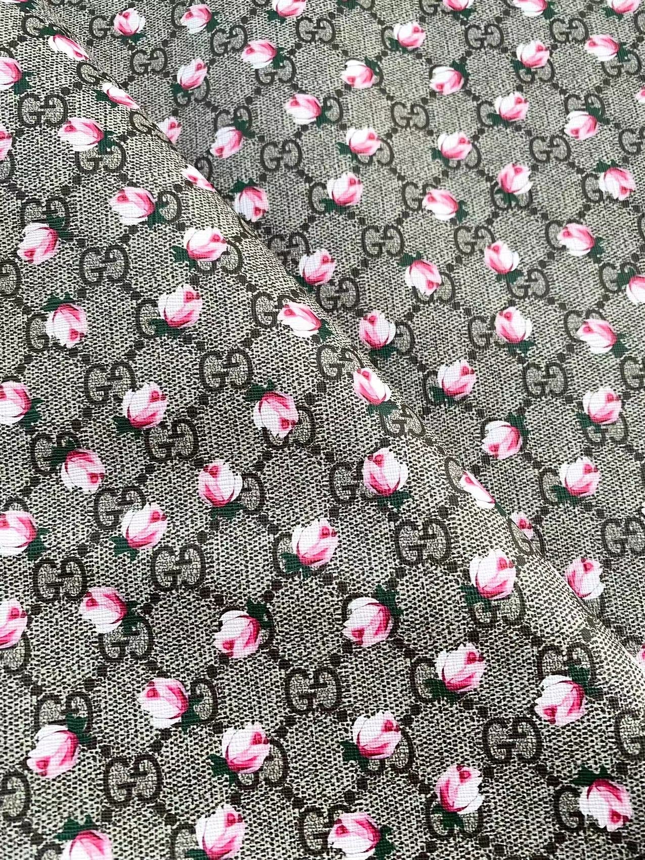 Gucci Flower Faux Leather Fabric for Sneakers Custom Shoes