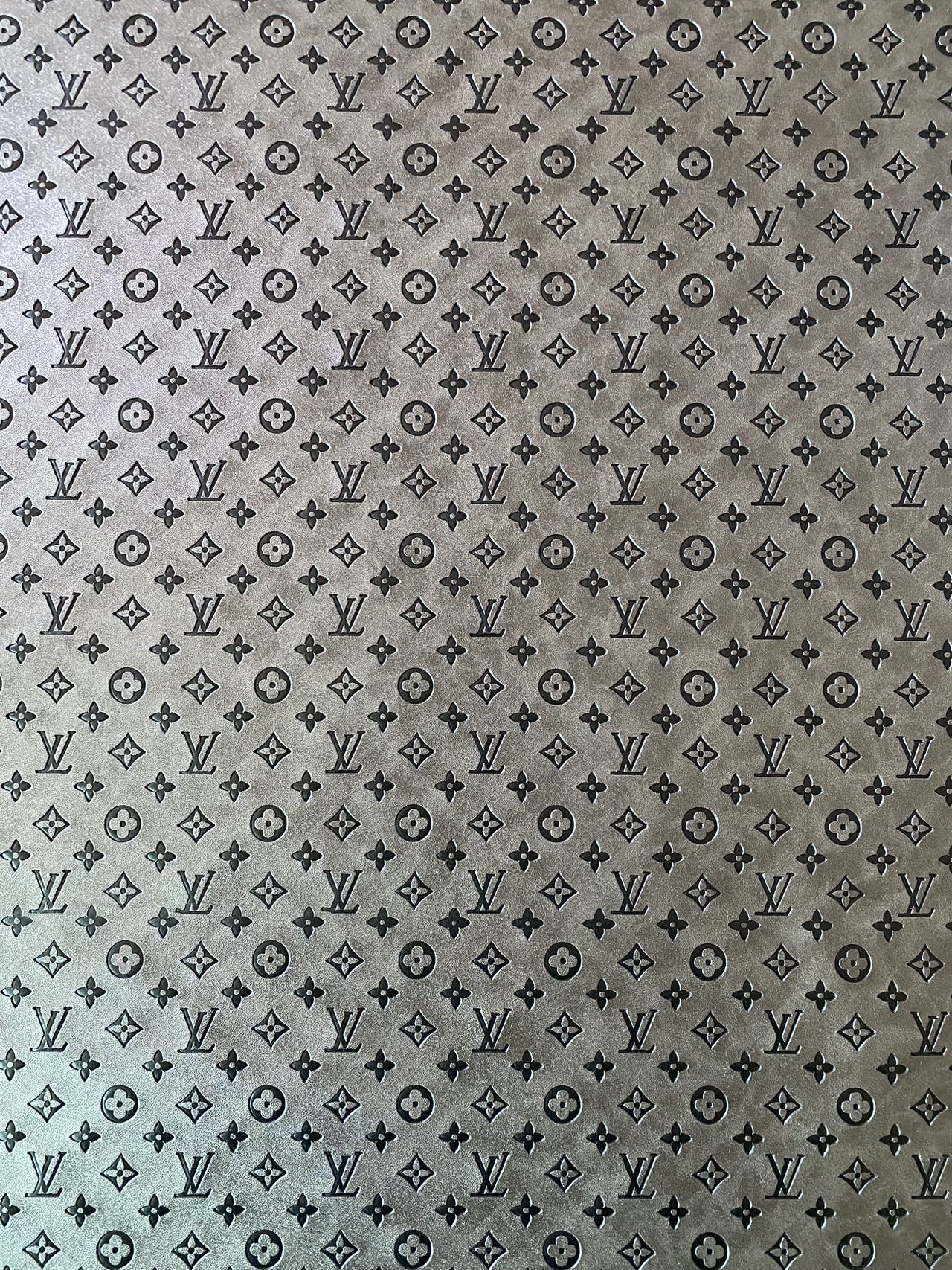 Quality Grey Embossed LV Louis Vuitton Faux Custom Leather Fabric