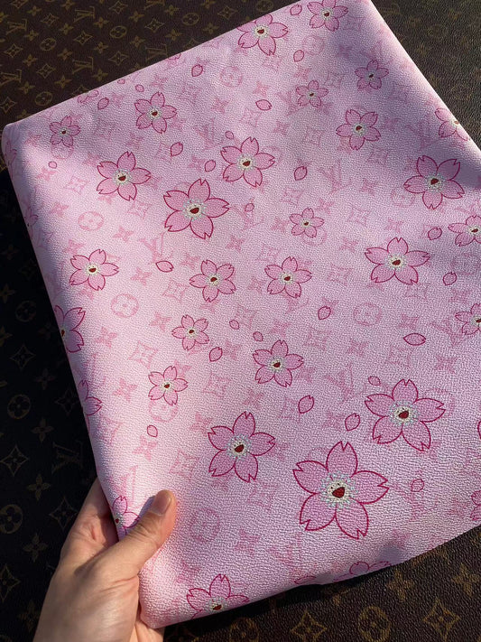 Pink MURAKAMI LV Cherry Blossom Faux Leather for Shoes DIY Project