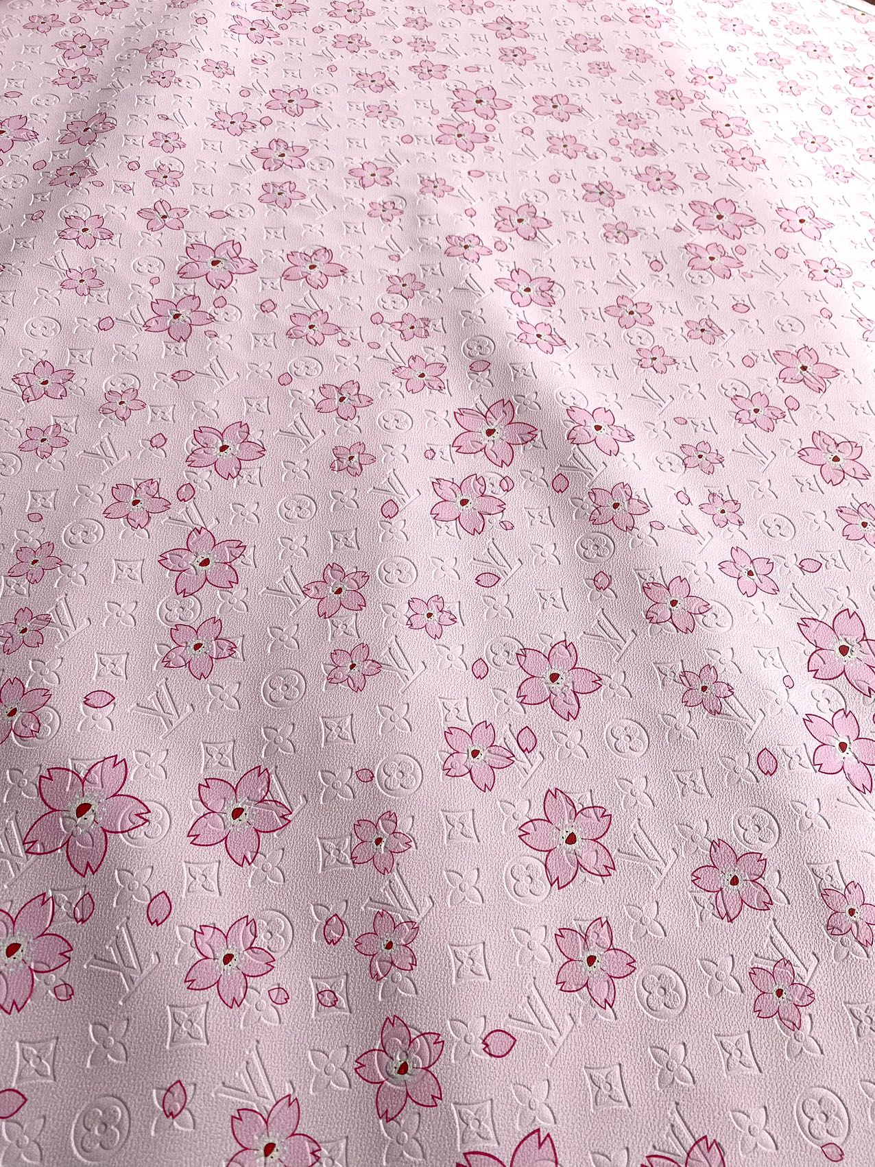 Pink Cherry LV Takashi Murakami Embossed Designer Leather Fabric