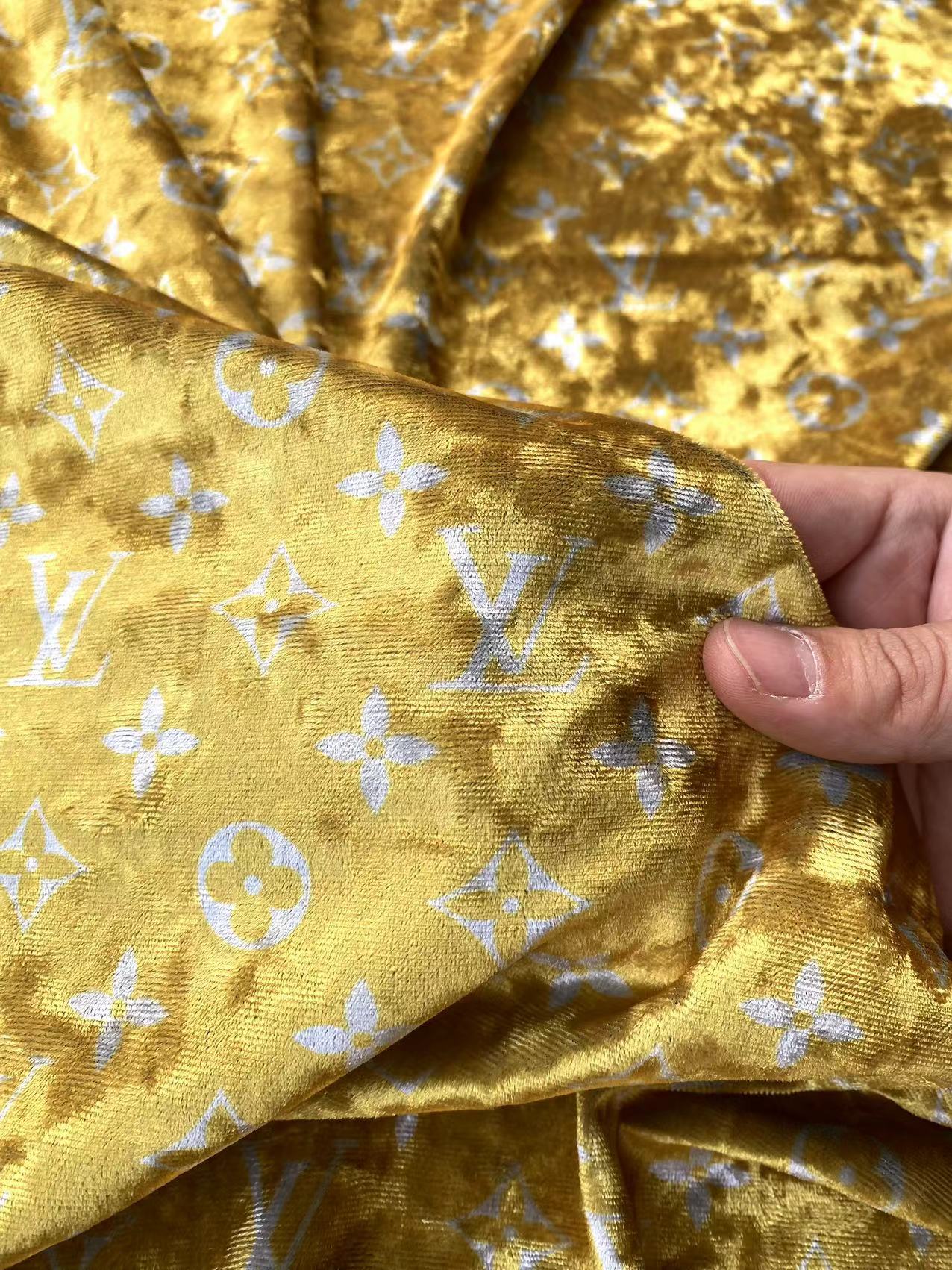 Golden Luxury Louis Vuitton Velvet Fabric for Bespoke Car Wrap