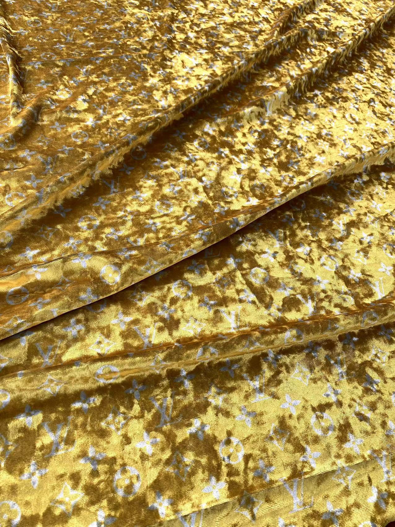 Golden Luxury Louis Vuitton Velvet Fabric for Bespoke Car Wrap