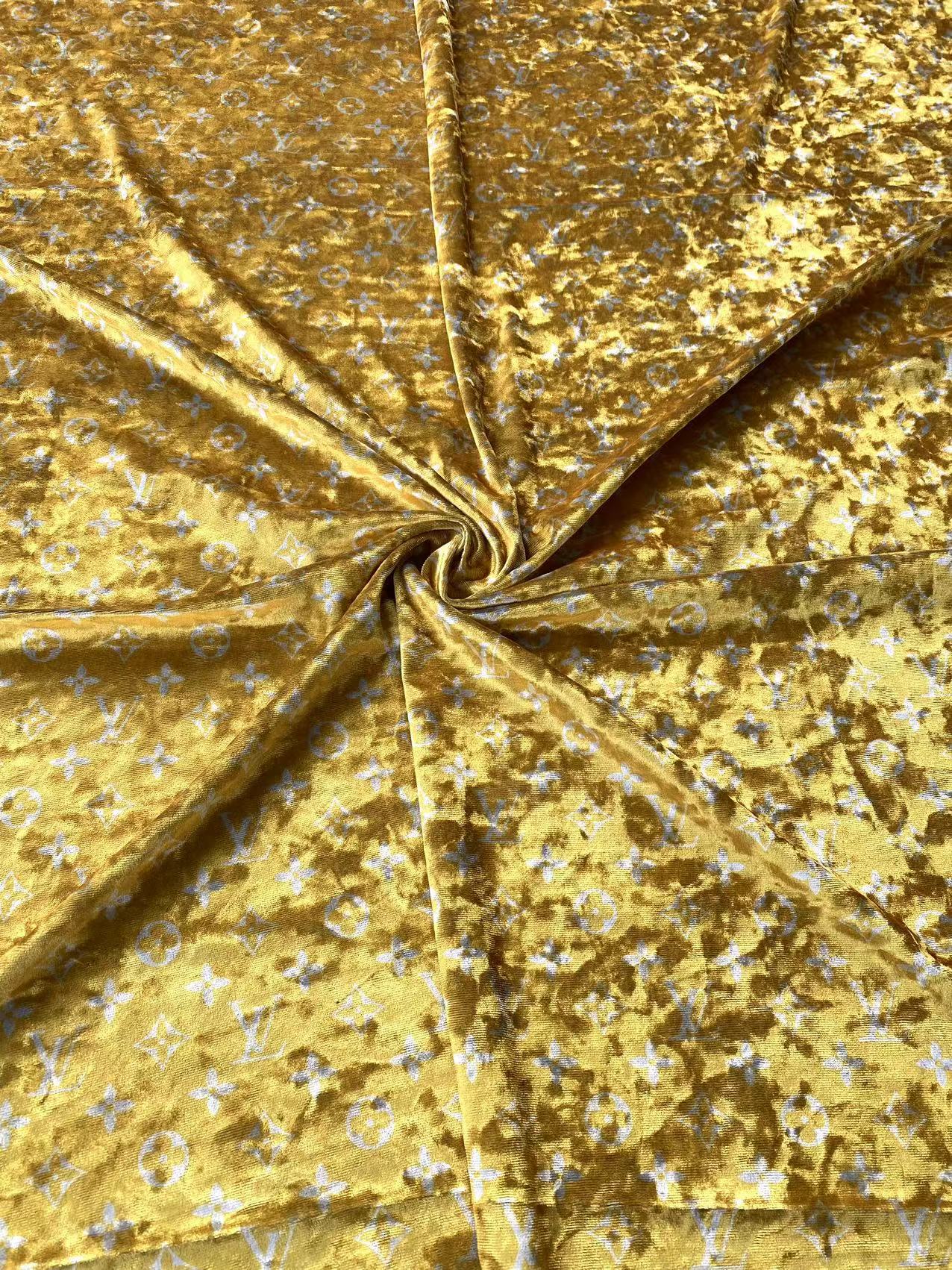 Golden Luxury Louis Vuitton Velvet Fabric for Bespoke Car Wrap