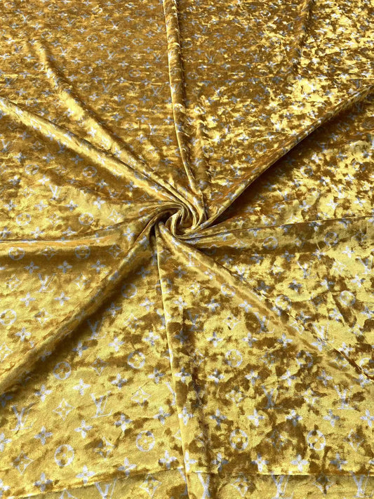 Golden Luxury Louis Vuitton Velvet Fabric for Bespoke Car Wrap