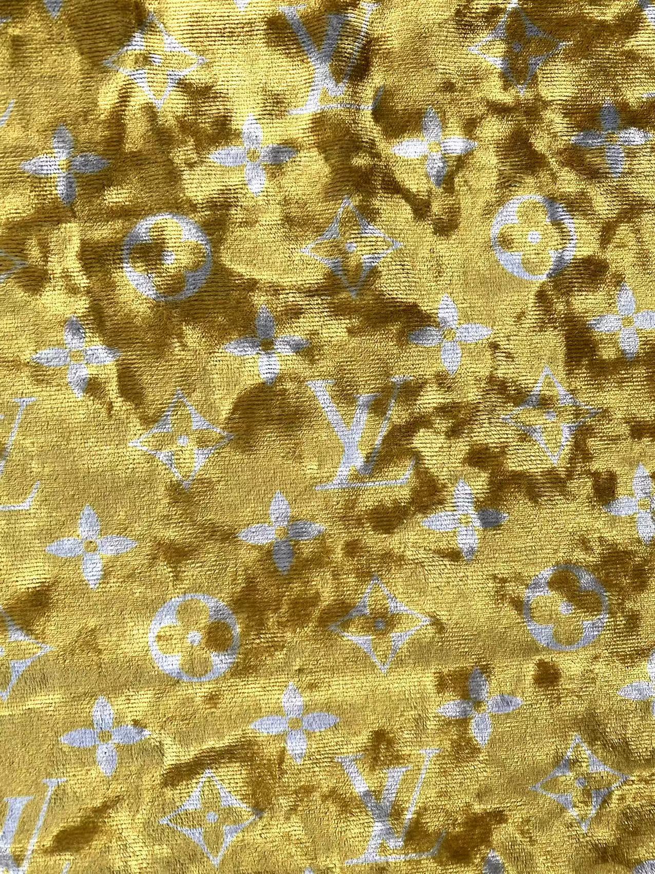Golden Luxury Louis Vuitton Velvet Fabric for Bespoke Car Wrap