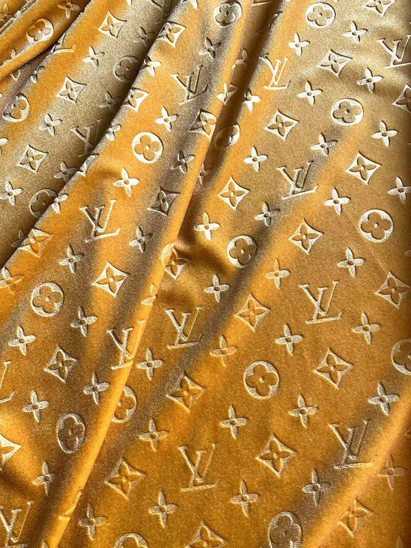Gold LV Velvet Fabric