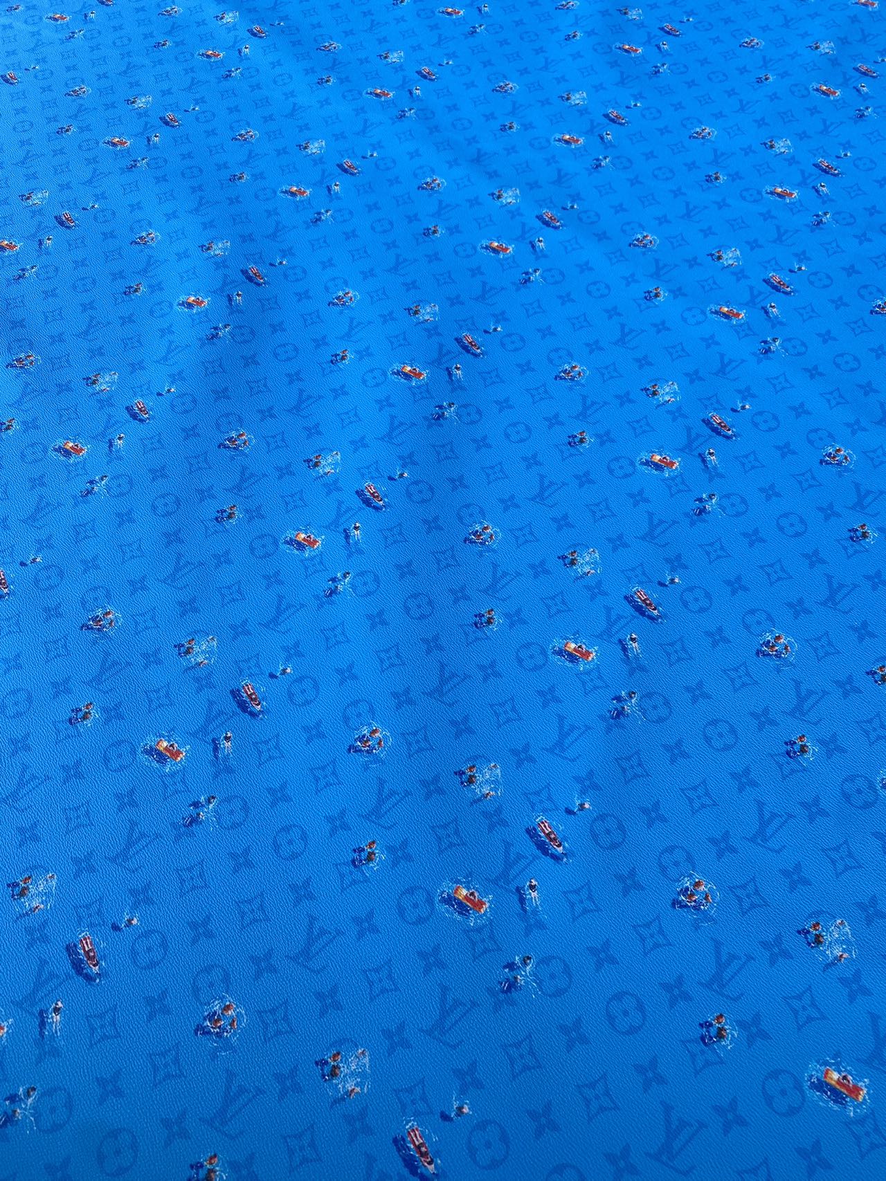 Summer Blue Louis Vuitton Swimming Custom DIY Designer Fabric Leather
