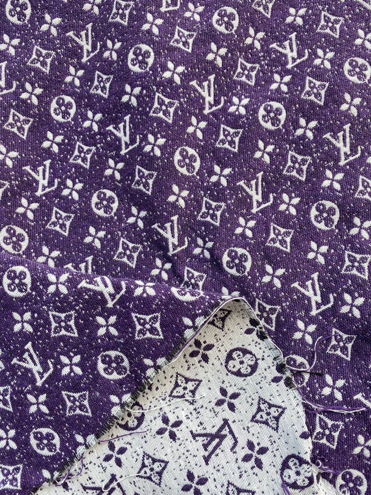 Purple Chenille Louis Vuitton Designer Bag Fabric Sold by Yard