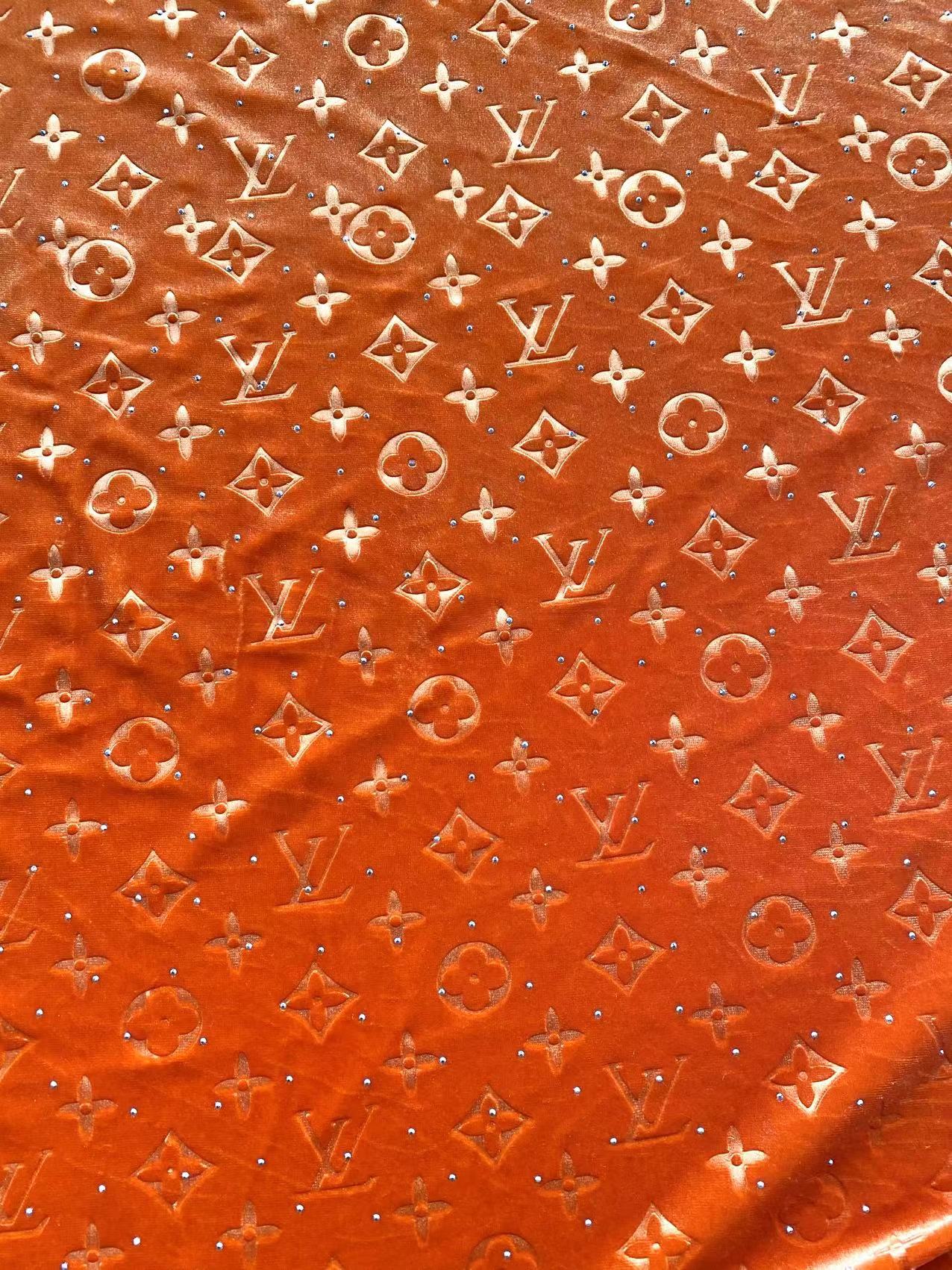 Orange Diamond Louis Vuitton LV Velvet Shoe Sneaker Custom Fabric