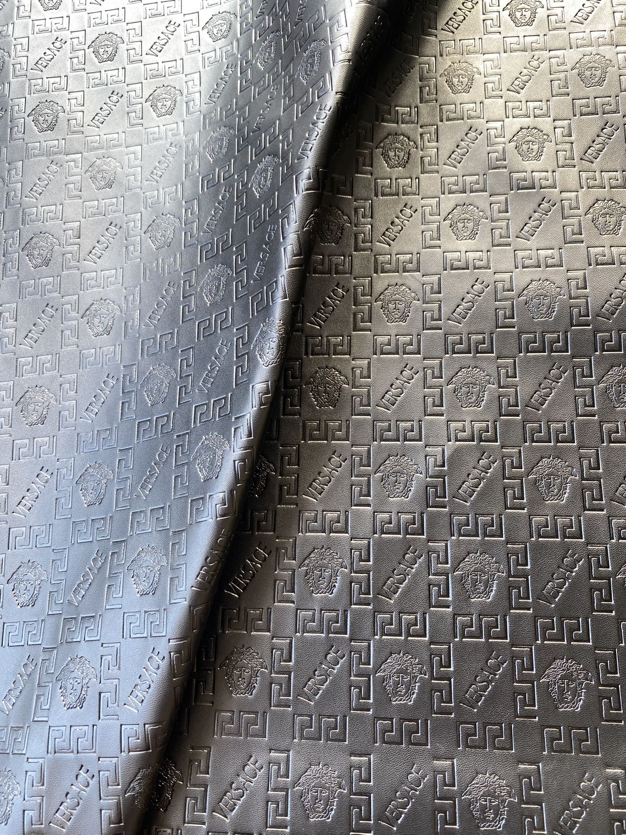 Black Embossed Versace Upholstery Leather for Car interior Sneakers