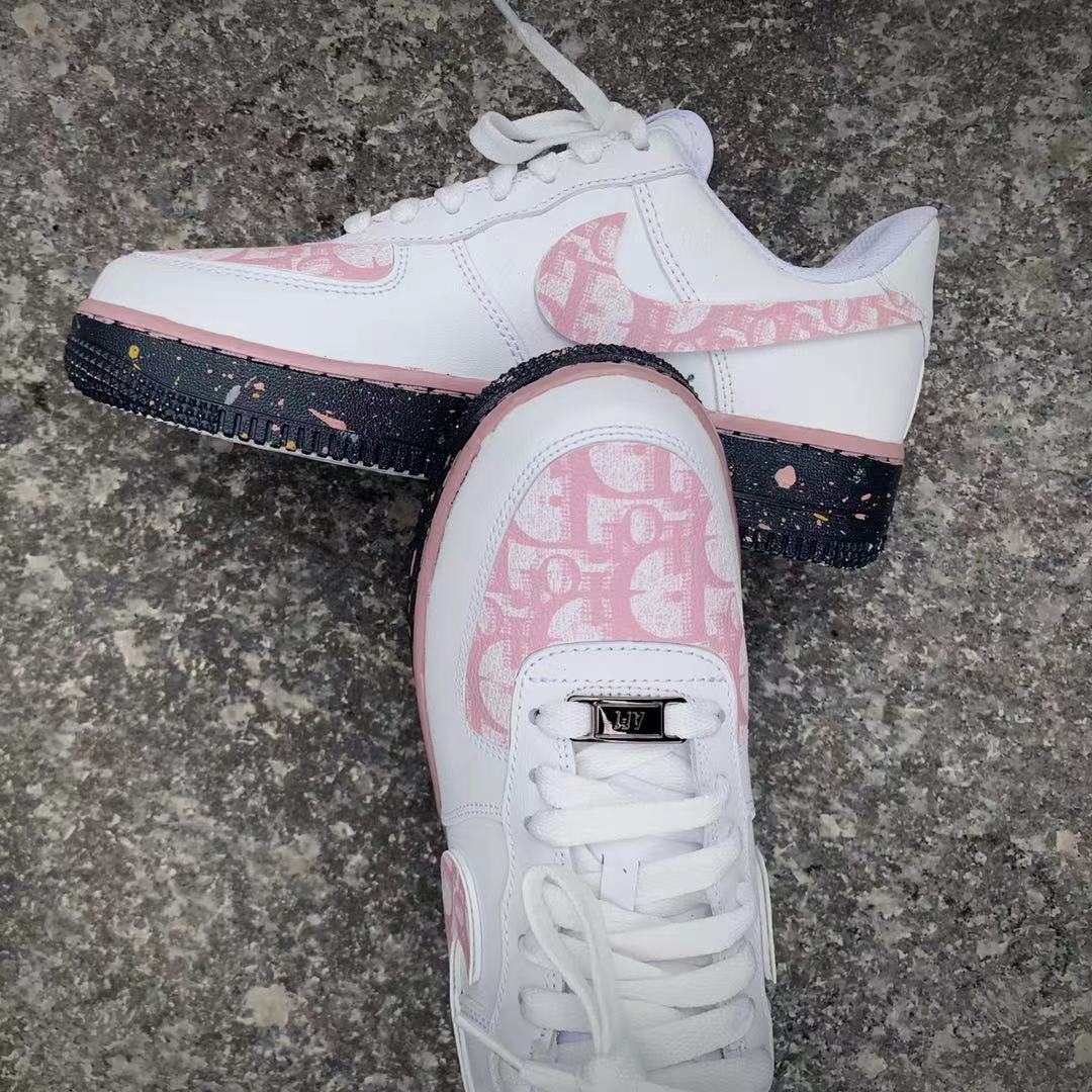 Hand-painted Pink Custom Sneakers Air Force One for Woman