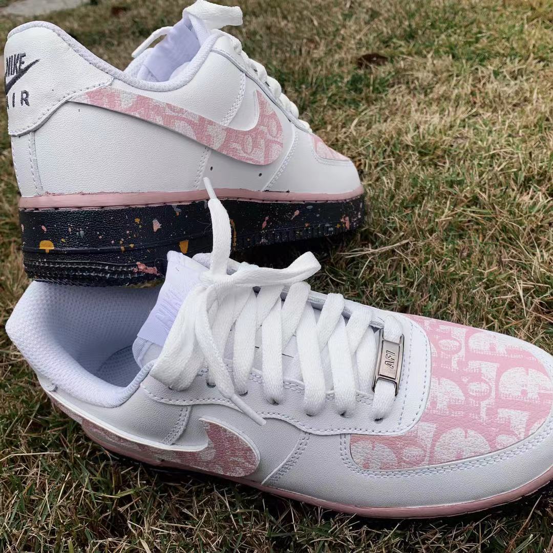 Hand-painted Pink Custom Sneakers Air Force One for Woman