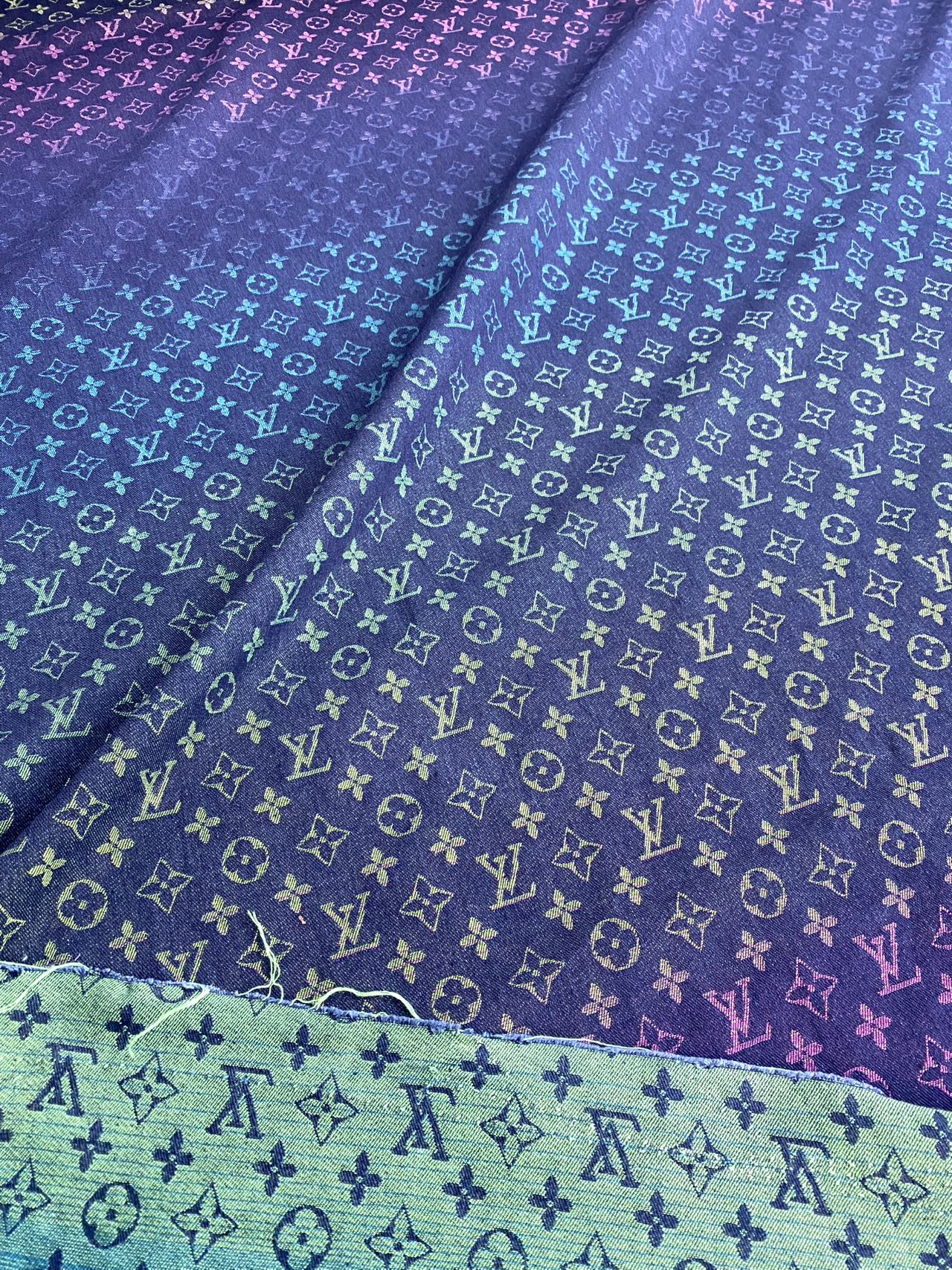 Rainbow Colorful Denim Designer Fabric Sold by Yard for Clothing Tailor Made Sneakerhead